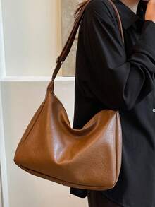 Modische braune weiche PU-Leder Damen Umhängetasche, retroversatile Umhängetasche mit großer Kapazität, geeignet für Schule, Büro, täglichen Arbeitsweg, elegante Handtasche und Reißverschluss-Geldbörse, leichte Lässig Umhängetasche, geeignet als Urlaubsgeschenk