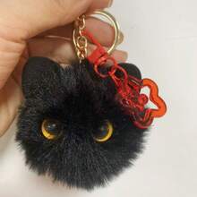 2 Stück Plüsch Katzen- und Teddybär-Schlüsselanhänger, weiß, pink, schwarz, rot, geeignet für Rucksäcke, Schlüssel und verschiedene Accessoires als Weihnachtsgeschenk