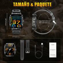 EIGIIS Smartwatch para hombres de 1,96 pulgadas, resistente al agua 3ATM, duradero, smartwatch deportivo con batería de 430mAh, monitoreo del sueño, llamadas al aire libre, compatible con iOS y Android - naranja negro - Ver 9