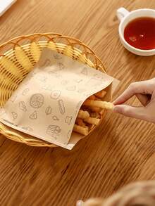 50/100个牛皮纸三明治袋，防油一次性食品袋，适用于汉堡、甜点、炸鸡等 | 防漏零食包装，适用于派对、餐饮、餐车 | 婚礼、生日 | 返校季 - 彩色 - 查看 9