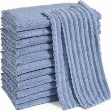Kitchen Dish Cloths,Super Absorbent Coral Velvet Dish Towels,Quick Drying Kitchen Towels No Lint Dish Rags,Reusable Household Microfiber Cleaning Cloth,12X12 Inches (12 Pack,Navy Blue Streak),7324587 - 藏蓝色 - 查看 1