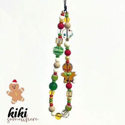 圣诞手机挂绳ins风少女磁性亚克力圣诞袜Gigi可爱款，兼容 16 Pro Max、Apple 15/14/13/12/11/XS Max/XS/7/8 Plus手机壳、包包挂饰、配件