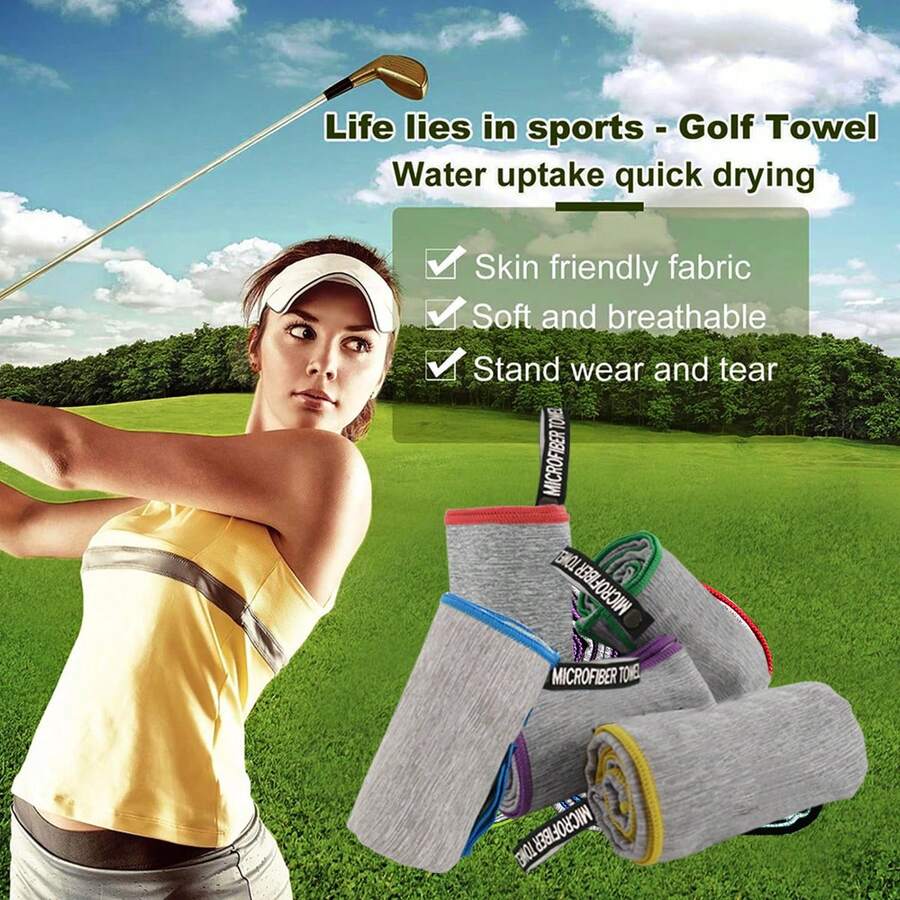 1pc Ultra-Fine Fiber Quick-Dry Towel, Silver Ion Golf Towel, Fitness Towel, Super Absorbent, Fast Drying Unisex Sports Towel, Suitable For Body Sweat, Beach, Camping, Gym, Golf