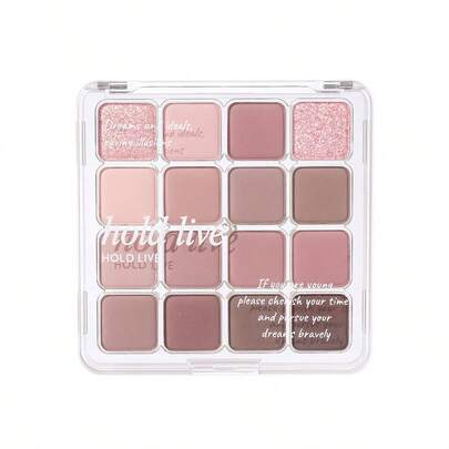  Bảng phấn mắt HOLD LIVE 16 màu, gồm các tông màu lì và nhũ gồm đào, dưa gang, xanh dương, hồng phấn