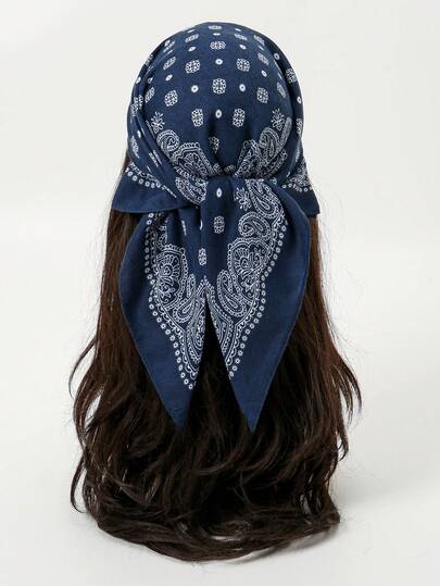 1pc Simple Printed 70cm Square Scarf, New Spring Bandana For Women, Versatile Waist Belt, Bag Decor, Headband, Fashion Neckerchief For Dress