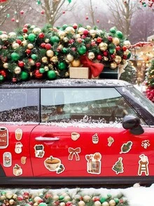 Zestawy naklejek świątecznych 50-100 szt. – wielokrotnego użytku, samoprzylepne naklejki winylowe – nadają się na butelki z wodą, laptopy, prezenty, okna, narty w różnych kształtach i kolorach – dekoracje na imprezę świąteczną, najlepszy wybór na Boże Narodzenie