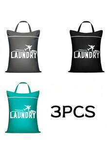 Waterproof Airplane Pattern Laundry Bag, Adjustable Handle And Zipper Closure, Polyester, Washable, Ideal For Travel, Gym, Yoga, Home Use, Fashionable "Laundry Bag" Design, Red, Green, Gray, Black, Laundry Room Accessory, Gym Bag, Casual Style, Smooth Texture - Multicolor - View 22