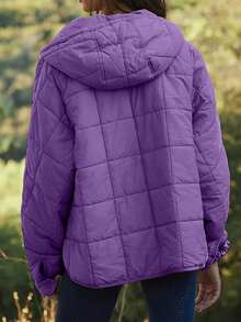 Puffer Jacket Womens Hooded Oversized Quilted Pullover Lightweight Warm Womens Winter Coats Outwear - Màu tím  Violet - Xem 2
