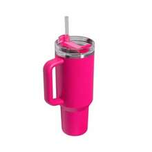 40-Ounce Glass Cup With Handle And Straw, 3-Position Lid, Cup Holder Compatible With Travel, Insulated Stainless Steel Cup Camellia - Hoa trà - Xem 2