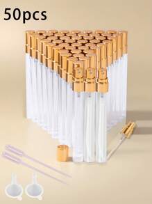 50 件套夏季旅行便携式电镀金喷雾香水分装瓶，5ml/10ml/3ml/2ml 容量香水样品瓶，细雾化妆品瓶，保湿喷雾瓶，香水分配工具，DIY 香水容器，送给家人和朋友的生日礼物，节日礼物便携且适合飞机 - 彩色 - 查看 2