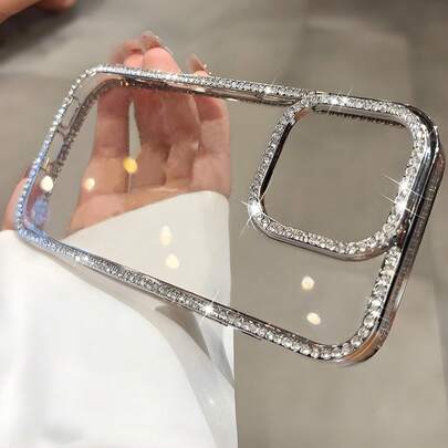 奢华闪亮水钻亮片防震基础款手机壳，兼容 17/17 Pro Max/16/15/14 Plus/13/12/11 Pro Max/6D 电镀边框后盖，春季生日周年纪念礼物佳选