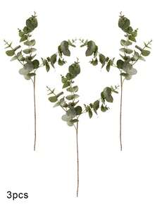 1/3pcs Artificial Leaves, Banyan Branches, Eucalyptus Leaves, Fake Plants, Artificial Banyan Stems, Green Plants, Fake Tree Branches, Stems That Can Be Bent For Vase Filling, Artificial Plants, Home Shelf Decoration - Multicolor - View 15