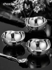 choxila 1pc Stainless Steel Dessert Bowl, Snack Bowl, Fruit Salad Bowl, Oatmeal Bowl, Serving Tray, Serving Platter, Lightweight Luxury Petal-Shaped Fruit Plate, For Use In The Living Room, Bedroom, Office, Family Gatherings, Afternoon Tea