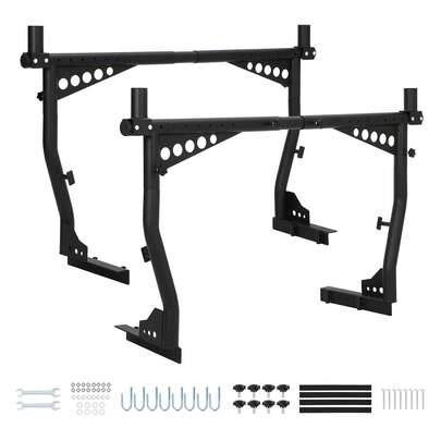 Universal Steel Truck Ladder Rack, 1000 Lbs Capacity Adjustable Pickup Bed Rack, 52"-82" Crossbar For Kayak, Lumber, Ladder, Rooftop Tent, Surfboard, No-Drill Heavy Duty Rack For Trucks