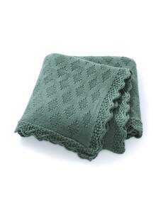 Dicke gestrickte Baby Decke, einfarbiges Diamant Jacquard Muster, weich & bequem, romantische wellige Kante, Säuglings-/Kleinkind-Wohndecke, Herbst/Winter