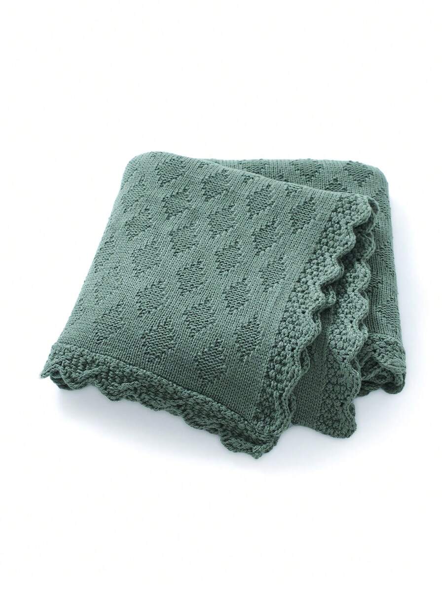 Dicke gestrickte Baby Decke, einfarbiges Diamant Jacquard Muster, weich & bequem, romantische wellige Kante, Säuglings-/Kleinkind-Wohndecke, Herbst/Winter