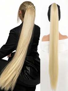 92cm/36icnh Horsetail Wig Female Long Straight Hair Draw Rope Horsetail Natural Invisible Straight Ponytail - Beige - View 10