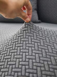 1pc Jacquard Sofa Cover Thick Short Plush Elastic Anti-Slip Sofa Slipcover 4-Season Use Pet Stain Resistant Detachable Sofa Cushions Protection Machine Washable Suitable For Living Room Bedroom Outdoor L-Shaped Recliner 1/2/3/4 Seater Sofas - Dark Gray - View 10