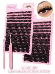 560PCS 60D/80D Curl Natural Lash Clusters – Wispy Individual Cluster Eyelash Extensions, 0.31inch-0.63inch Mixed Length Faux Mink False Lashes, Fluffy & Lightweight DIY Eyelashes, Perfect For Daily Wear, Party, Wedding, Christmas, Valentine's, Halloween, Thanksgiving & Birthday Gifts, Beginner-Friendly & Quick 3s Application - Hồng - Xem 10