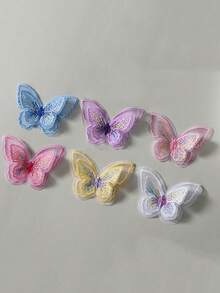 12 pachete de aplicații fluture dublu strat, 2,4 in - etichete fluture din organza brodată din dantelă, ornamente cu fluturi din material textil multicolor, consumabile de cusut pentru rochie de mireasă, meșteșuguri DIY - Multicolor - Vizualizare 11