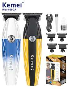 Kemei Kemei KM-1690A Cordless Hair Clipper For Men, Rechargeable Beard Shaver - Zero Gap 0mm Precision Trim Engraving Machine, Powder Metallurgy Blade, Professional Hair Clipper For Hairdressers, Holiday Gifts