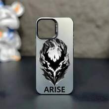 Custodia protettiva opaca nera antiurto per iPhone 16, 15, 14, 13, 12, 11, Mini, Pro, MAX con motivo dell''anime S-Solos Leveling