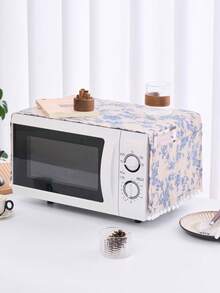 1/2 piezas Elegante cubierta para microondas con estampado de rosas azules y blancas, tela protectora para electrodomésticos de cocina, apta para freidora de aire, horno, decoración del hogar
