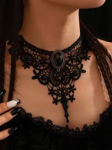 1 Piece/Glass Heart Pendant Necklace, Exquisite And Cute, Fluffy And Colorful, Black Love, Fashionable Crystal Cube Necklace, Women's Valentine's Day Birthday Jewelry Gift - màu đen - Xem 1