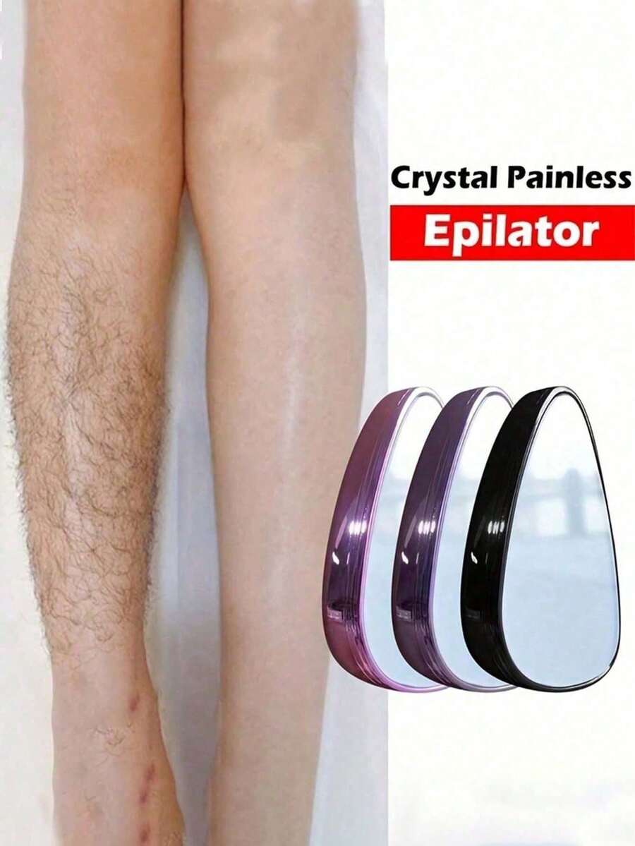 1PC无痛物理脱毛仪水晶脱毛仪家用脱毛工具女士脱毛器手动玻璃脱毛器纳米脚磨机易清洗可重复使用身体美容脱毛器