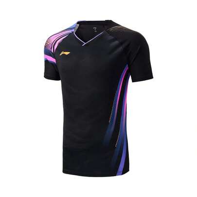  LI-NING Badminton Jersey For Men's And Women's, Professional Training Top, Quick-Drying Short-Sleeve Competition Shirt Quick-Drying And Breathable, Suitable For High-Intensity Training And Competitions AAYV165