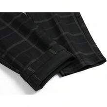 TENGINE Plaid Pants For Men, Mens Skinny Stretch Slim Fit Chinos Golf Business Dress Casual Pants - Black Plaid - 查看 6