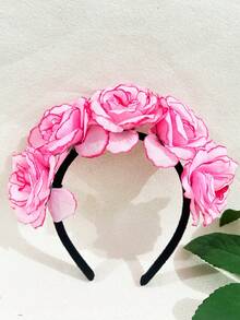 1件装女士金色、银色、红色、蓝色玫瑰花仿真花黑色发箍，圣诞节、新娘婚礼装饰发圈，女士发带发饰头饰美容家居卧室装饰 - 玫瑰 - 查看 11