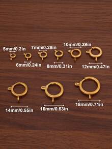 10Pcs 18K Gold Plated 5-18mm Circle Spring Buttonr Stainless Steel Clasps Hooks End Connectors For DIY Bracelet Necklace Clasps Jewelry Making Accessories - Spring Buckle - View 2