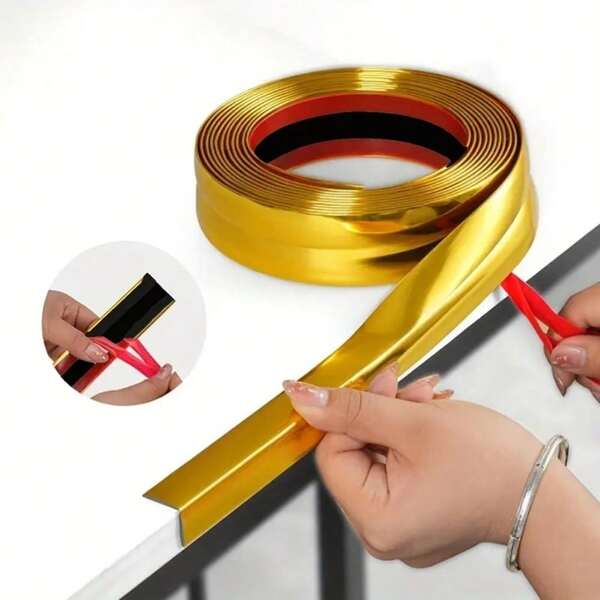 3-In-1 Multifunctional Wall Decor, Corner Guard And Caulk Trim - Shiny Gold PVC, High-Quality Oil-Resistant, Easy To Peel And Stick Installation, Suitable For Door Frames, Baseboards, Table Edges, Wall Decor, Decorative Protective Strips, Elegant Design Trim, Oil-Resistant Material
