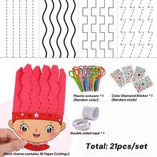 1pc/4pcs/19pcs/27pcs/133pcs Funny Little Hairstylist Paper Cutting Set, Handmade Game Props, Color Matching Training Tools, Creativity & Imagination Booster, Hobby Cultivation, DIY Fine Motor Skills Practice Origami Toy, Homemade Art Supplies Kit, Student Handcraft Small Gift/Birthday Gift/Learning Gift/Holiday Gift, Cultivate And Improve Hands-On Ability, Learning Ability