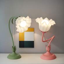 "Flower-Shaped RGB Table Lamp With Remote – 15-Color Rechargeable Mood Light, Adjustable Design For Bedroom, Living Room, And Desk Decor" - Hồng - Xem 5