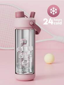 18 Oz Insulated Water Bottle With 2-In-1 Straw And Spout Lid, Keep Cold 24H, Leak-Proof, Double Wall Stainless Steel Water Bottle For Sports, Gym, Travel, And School