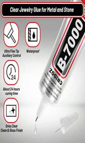 Cridoz B7000 Jewelry Glue For Rhinestones,10Pack Flexible Super Glue Gel With Precision Tip Multi Function Clear Gem Glue Fabric Adhesive For Cloth Metal Stone Bead Jewelry Making Wood Glass - MàuA - Xem 3