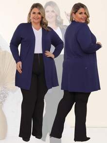 Plus Size Cardigans - 藏蓝色 - 查看 6