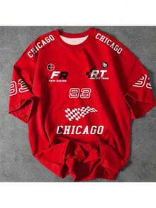 Women's T-Shirt Chicago 93 Loose Printed T-Shirt Oversized T-Shirt Stylish Shirt Leopard Blouse New Release Plus Size Various Colors For Women With Good Taste - Immediate Shipping!! ASPHALT VIBE - Đỏ - Xem 1