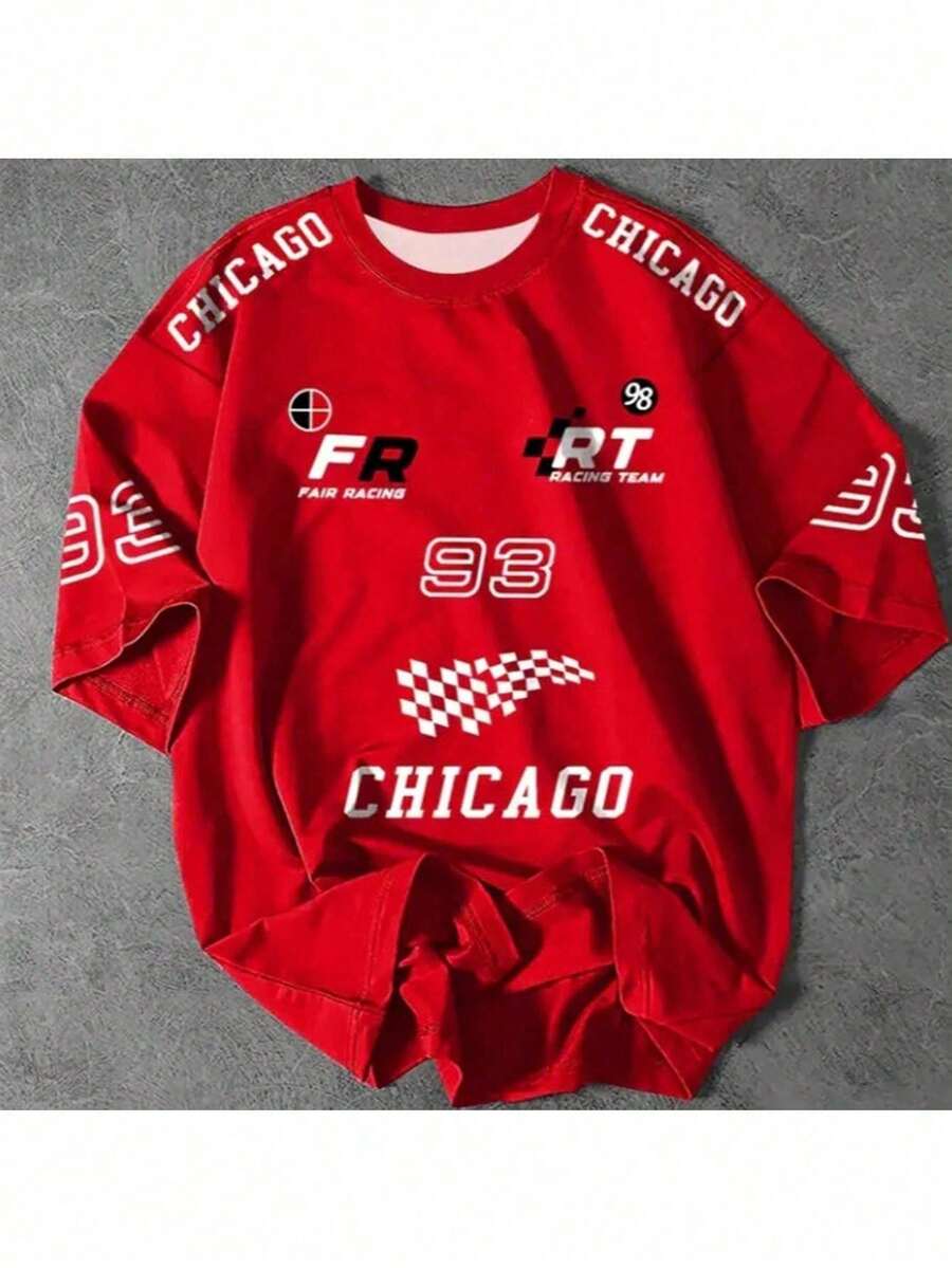 Women's T-Shirt Chicago 93 Loose Printed T-Shirt Oversized T-Shirt Stylish Shirt Leopard Blouse New Release Plus Size Various Colors For Women With Good Taste - Immediate Shipping!! ASPHALT VIBE - Đỏ - Xem 1