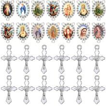 12 Stücke zufällig gemischte 3-Loch Anhänger Charms mit Kreuz, geeignet für DIY Rosenkranz Armband, Halskette usw. (6 Stücke + 6 Stücke)