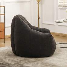 Bean Bag Chair With Memory Foam Filler, Faux Fur Sofa For Adults - Ergonomic Design, Fluffy Lounge Seat For Living Room, Dorm, Office & Gaming - 37.4'' - 深灰色 - 查看 3