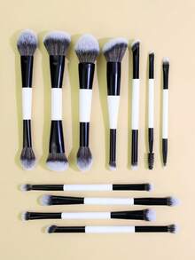3/5/6/7/8/11 Peças Conjunto de Pincéis de Maquiagem Dupla Face, Pincéis Multifuncionais para Blush, Base, Pó, Iluminador, Olhos, Corretivo, Kit de Pincéis de Maquiagem, Presente Portátil para Meninas e Mulheres