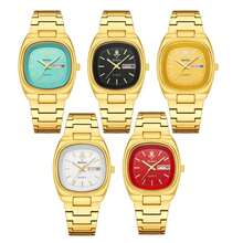 YaLaLuSi YaLaLuSi Brand 1 Piece 2025 New Golden Elegant Double Calendar Women's Quartz Watch Classic Simple Square Solid Color Dial Clear Bar Markers Unique Pattern Embellishment Quartz Movement Accurate Timekeeping Comes With Strap Adjuster And Jewelry Polishing Cloth Versatile For Everyday Wear Suitable For Work