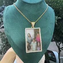 Custom Men's Hip Hop DIY Round Photo Frame Fully Paved Zirconia Stone Necklace, Shiny Personalized Accessory - Multicolor - View 8