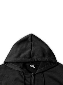 Sandevistan连帽夹克 - 赛博朋克边缘行者周边商品，复古面料设计，采用Choso的诅咒技法，粉丝必备 - 黑色 - 查看 4