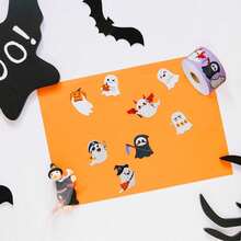 500 PCS Cute Halloween Ghost Stickers - 10 Designs Bulk Round Adhesive Stickers For Party Favor Decor