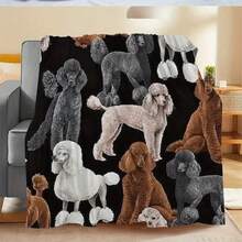 [Soft Poodle Blanket] 1pc Soft Plush Fleece Poodle Print Flannel Blanket - Large, Realistic Dog Design In Brown, White, And Black - Home, Camping, Sofa, Bedroom Decor - Dog Lovers, Poodle Decor - Nhiều màu - Xem 6