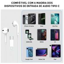 Type-C Earphones With Microphone, Volume Button, White (1655) - White - View 3